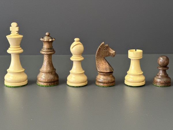 Schachfiguren in Sheesham/Buchsbaum, KH 85mm, gebleit
